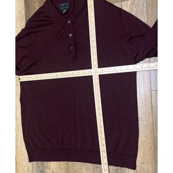 J Ferrar Sweater Mens Lg Washable Merino Wool Collared Polo Maroon Preppy Golf - Picture 6 of 6